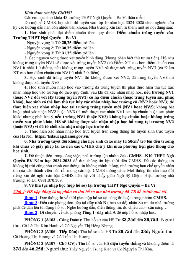 Hướng dẫn đăng ký nhập học năm 2024